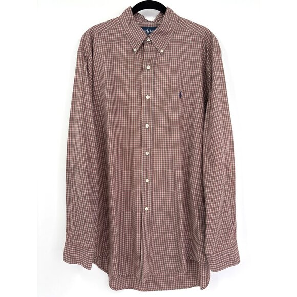 Ralph Lauren Mens Classic Fit Plaid Button Down Long Sleeve Shirt Pony Large - Picture 1 of 7
